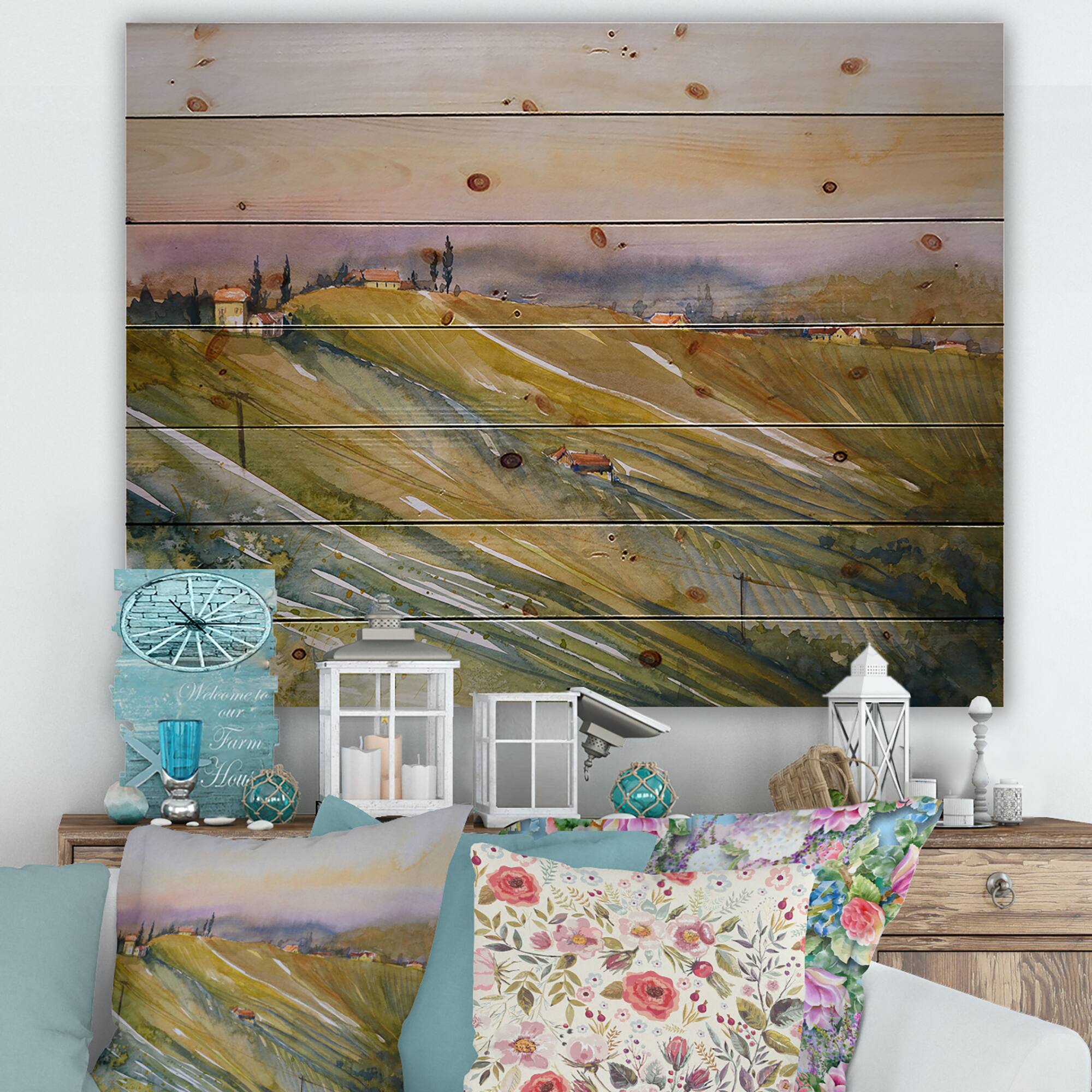 Designart - Vineyard At Dawn In Tuscany Italy